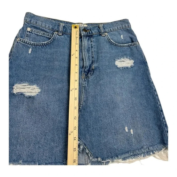 We The Free Distressed Cotton Jean Denim Skirt - Picture 9 of 10